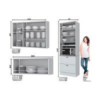 Kit De Cozinha Modulada 3 Peças Americana (2 Armários + 1 Paneleiro) Cpt05 Branco - Henn - 3