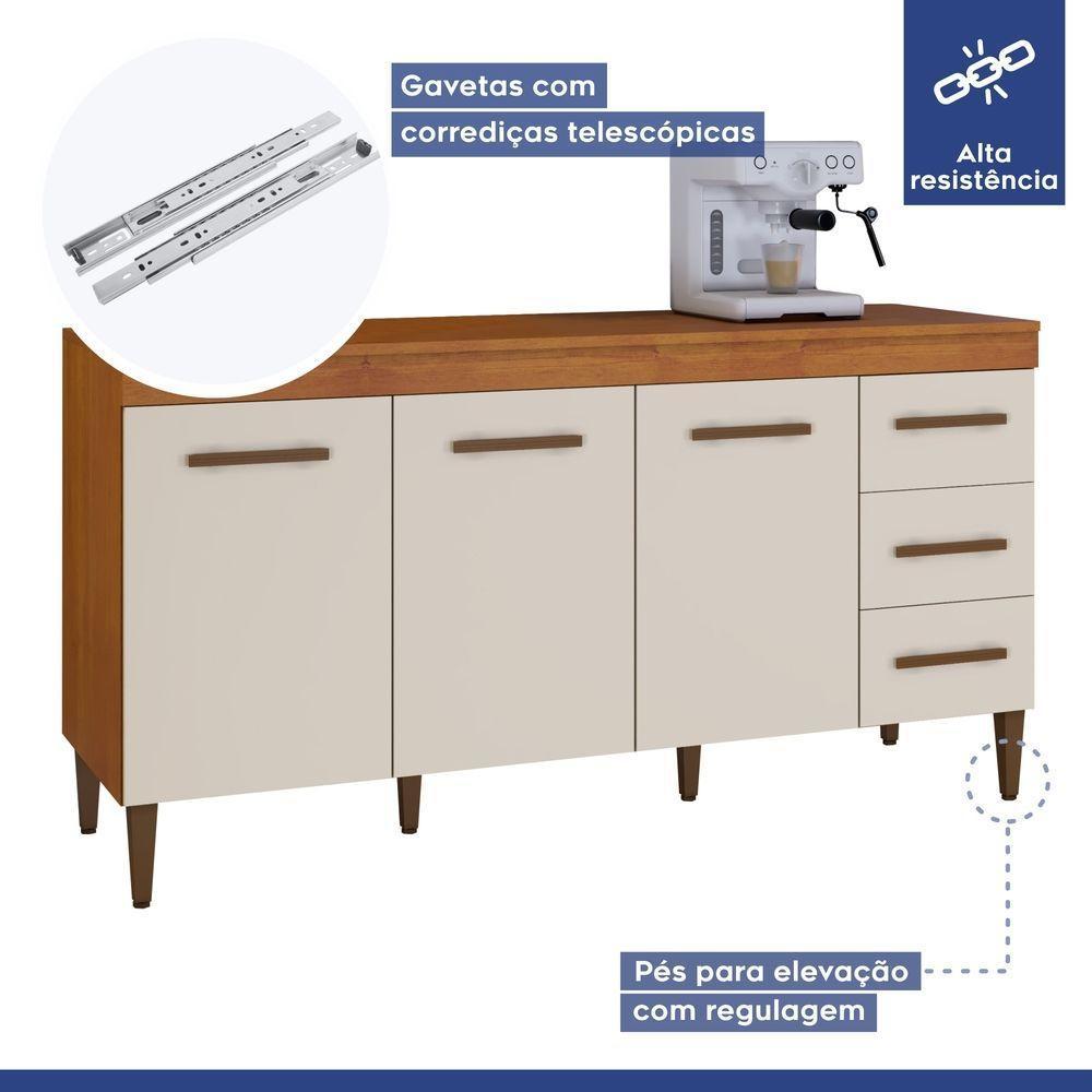Cozinha Completa 12 Portas 3 Gavetas Atenas Kaiki Moveis Nature/off White - 3