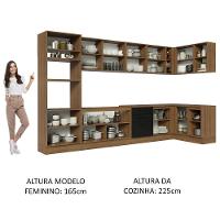 Armário De Cozinha Completa De Canto 499cm Rustic/preto Agata Madesa 01 Rustic/preto - 19