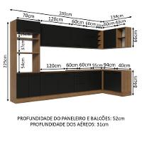 Armário De Cozinha Completa De Canto 499cm Rustic/preto Agata Madesa 01 Rustic/preto - 25