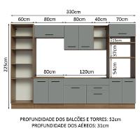 Armário De Cozinha Completa 330cm Rustic/cinza Agata Madesa 02 Rustic/cinza - 9