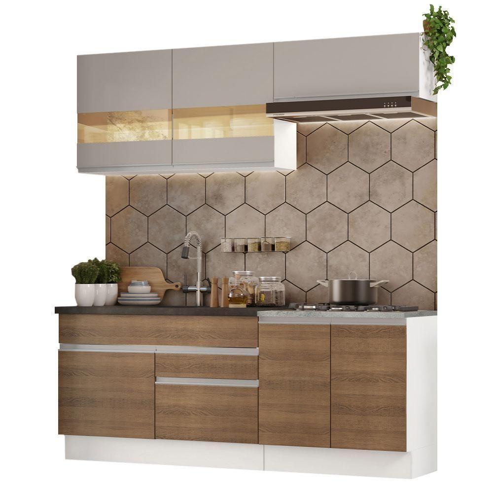 Armário De Cozinha Completa 200cm Branco/rustic/crema Glamy Madesa 07 Branco/rustic/crema - 10