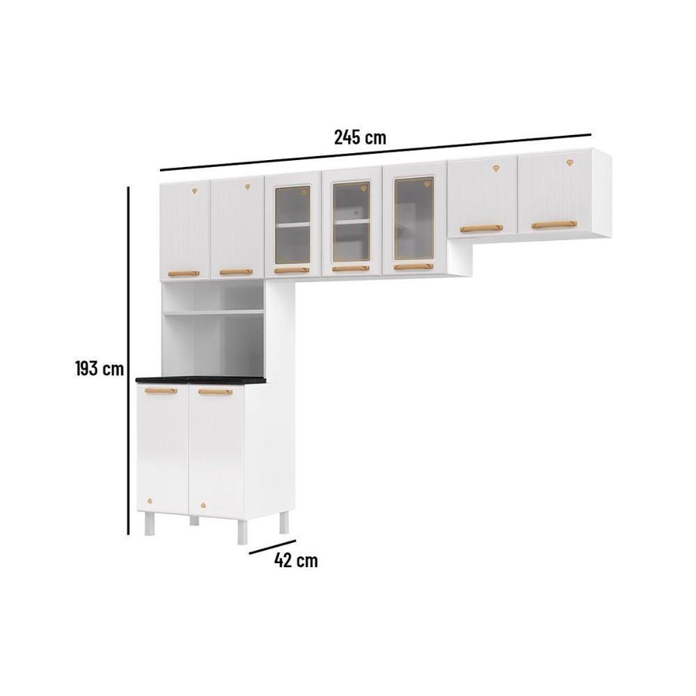 Kit de Cozinha Modulada 3 Peças Diamante (2 Armários + 1 Paneleiro) Branco - Telasul - 4