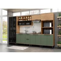 Cozinha Completa 11 Portas 3 Gavetas 100% Mdf Mx Móveis Toscana - Freijó/jade
