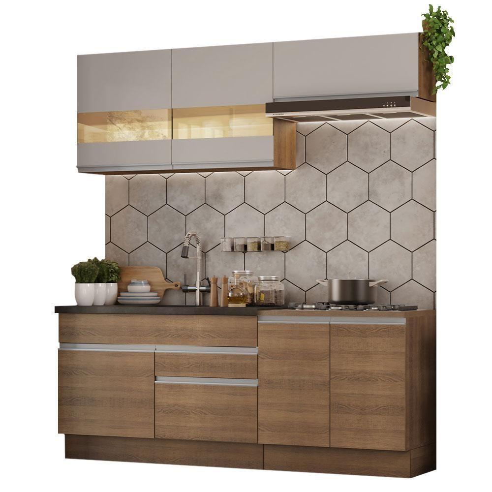 Armário De Cozinha Completa 200cm Rustic/crema Glamy Madesa 07 Rustic/rustic/crema - 10