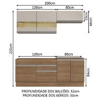 Armário De Cozinha Completa 200cm Rustic/crema Glamy Madesa 07 Rustic/rustic/crema - 9