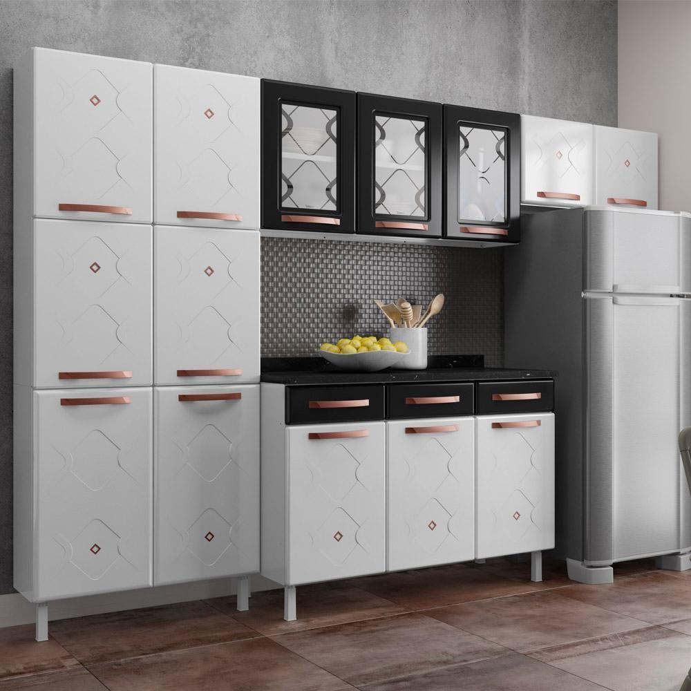 Cozinha Aço Completatelasul Mirage New Bco/pto 3v C/balcão - 1