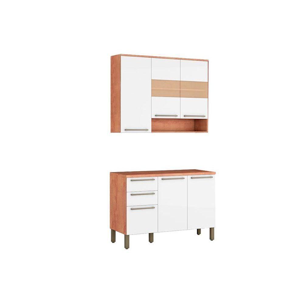 Kit de Cozinha Completa 2 Peças Nápoli Prime  (1 Armário + 1  Balcão) C2P04 Castanho - Ronipa - 1
