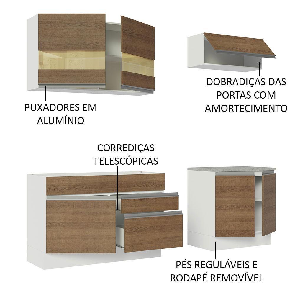 Armário De Cozinha Completa 200cm Branco/rustic Glamy Madesa 07 Branco/rustic - 8