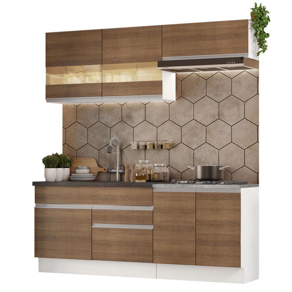 Armário De Cozinha Completa 200cm Branco/rustic Glamy Madesa 07 Branco/rustic - 10