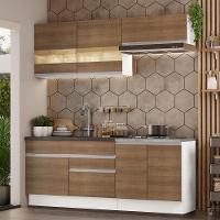 Armário De Cozinha Completa 200cm Branco/rustic Glamy Madesa 07 Branco/rustic - 1