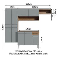 Armário De Cozinha Completa 229cm Rustic/cinza Emilly Fit Madesa Rustic/cinza - 9