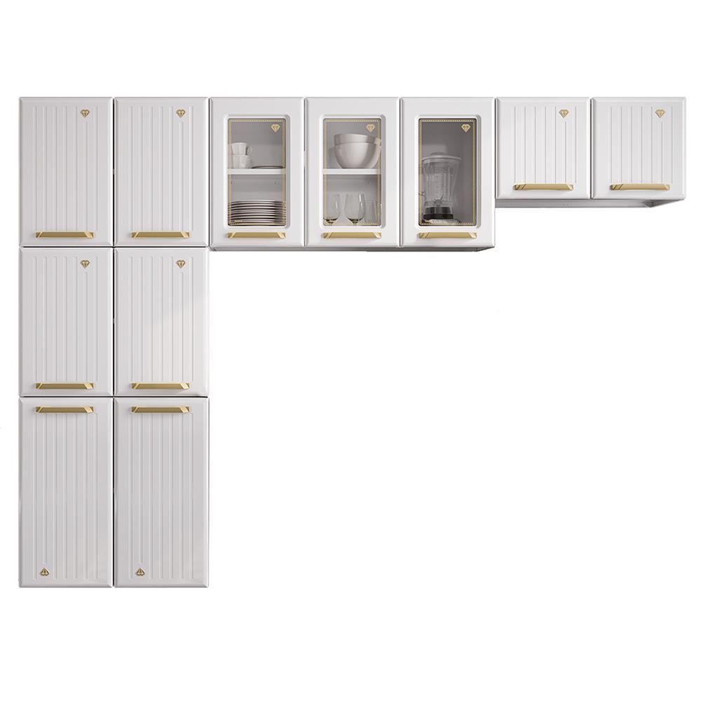 Cozinha De Aço Compacta Telasul Diamante C/ Vidro 3Pçs Branco - 1