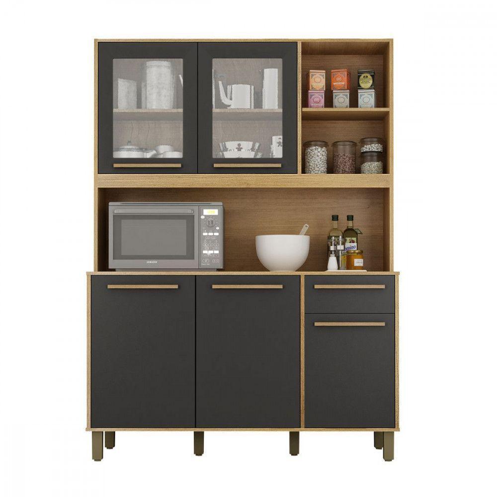 Cozinha Rubi 5 Portas 1 Gaveta Cinamomo Com Grafite Valdemoveis Cinamomo/grafite - 1