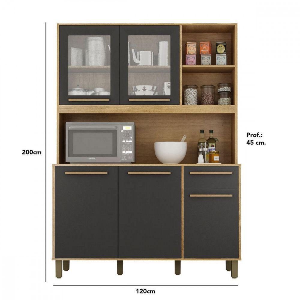 Cozinha Rubi 5 Portas 1 Gaveta Cinamomo Com Grafite Valdemoveis Cinamomo/grafite - 2