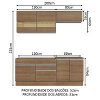 Armário De Cozinha Completa 200cm Rustic Glamy Madesa 07 Rustic - 9