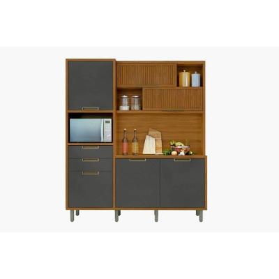 Kit de Cozinha Compacta Imperatriz 6 Portas 2 Gavetas MDF Grafite e Freijo