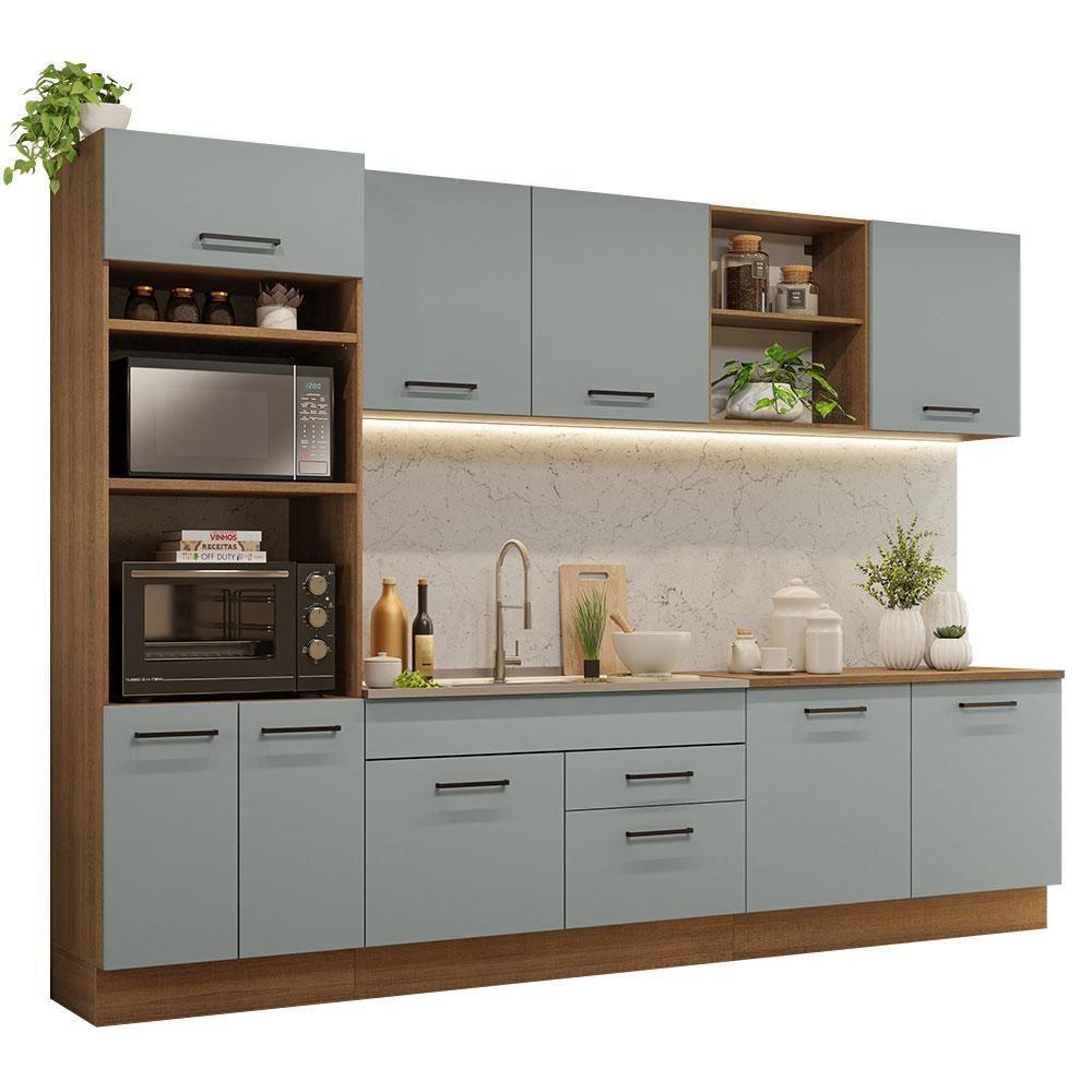 Armário De Cozinha Completa 310cm Rustic/cinza Agata Madesa 02 Rustic/cinza - 10