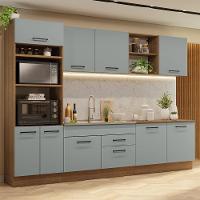 Armário De Cozinha Completa 310cm Rustic/cinza Agata Madesa 02 Rustic/cinza - 1