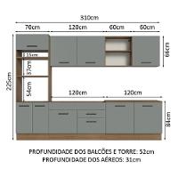 Armário De Cozinha Completa 310cm Rustic/cinza Agata Madesa 02 Rustic/cinza - 9