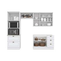 Kit de Cozinha Modulada 4 Peças Americana  (2 Armários + 1 Balcão + 1 Paneleiro) C4P11 Branco - Henn - 5