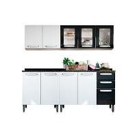 Kit de Cozinha Modulada 4 Peças Evidence  (2 Armários + 2 Balcões) C4P46 Branco/Preto - Bertolini - 1