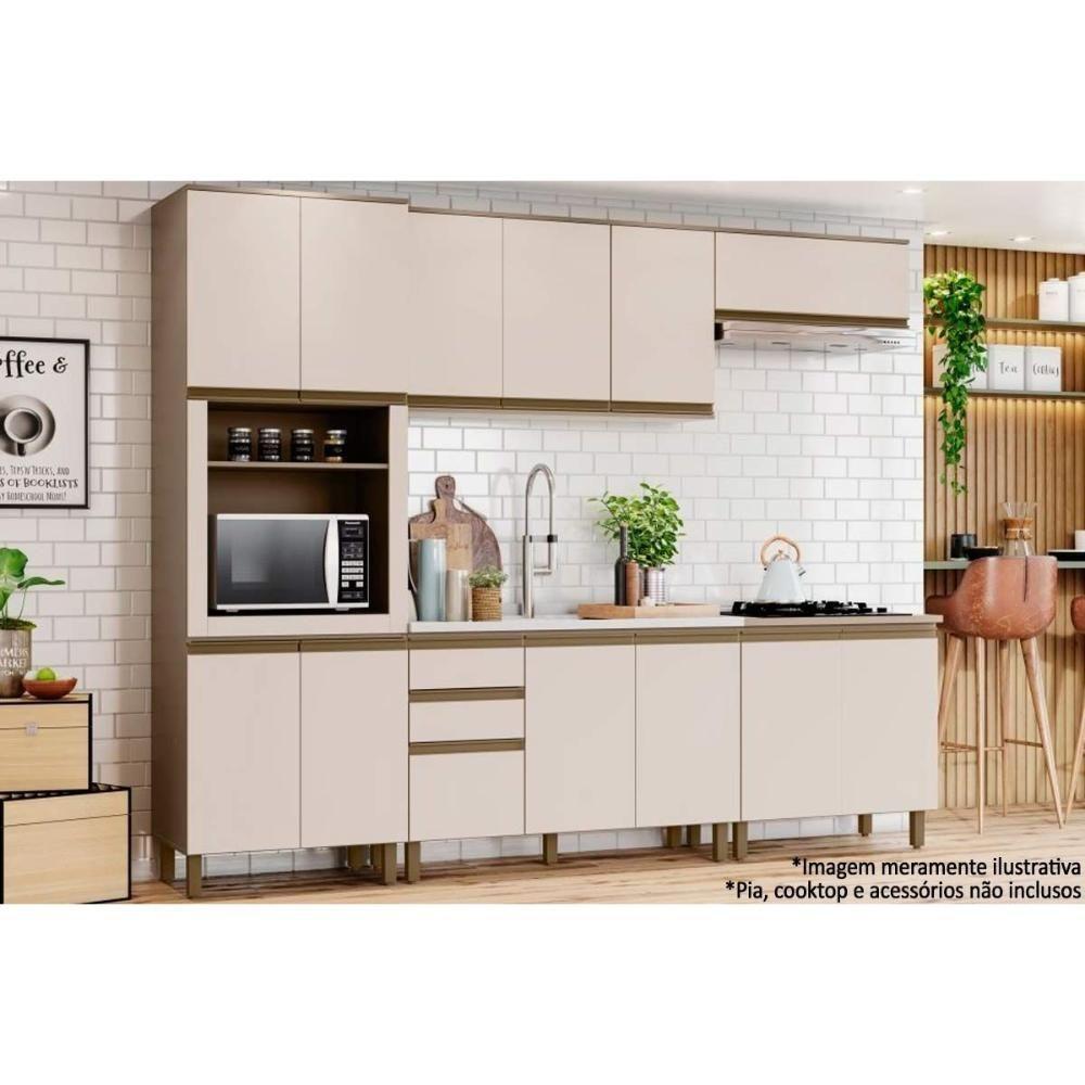 Kit De Cozinha Modulada 6pçs 2 Armários 2 Balcões 1 Paneleiro 1 Complemento C6P03 Duna/Cristal Henn - 1