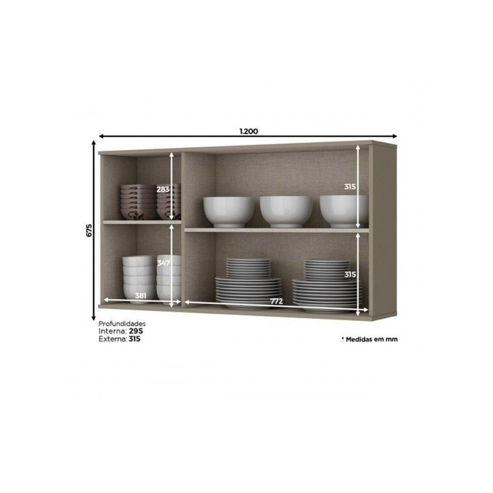 Kit De Cozinha Modulada 6pçs 2 Armários 2 Balcões 1 Paneleiro 1 Complemento C6P03 Duna/Cristal Henn - 2