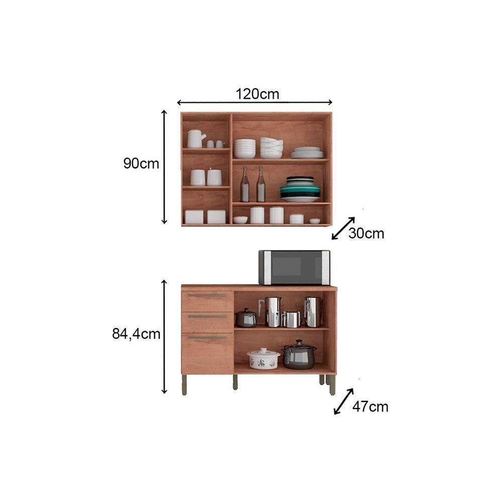 Cozinha Modulada Ronipa Nápoli Prime Napoli Prime 2 Peças (1 Armário + 1  Balcão) C2P04 Castanho/Chumbo - 3