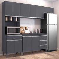 Cozinha Modulada 4 Peças Balcão Com Tampo 120cm Andréia Cinza Ajl Móveis - 9