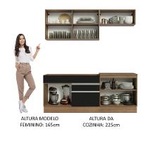 Armário De Cozinha Completa 200cm Rustic/preto Glamy Madesa 07 Rustic/preto - 7
