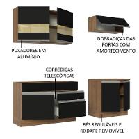 Armário De Cozinha Completa 200cm Rustic/preto Glamy Madesa 07 Rustic/preto - 8
