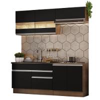 Armário De Cozinha Completa 200cm Rustic/preto Glamy Madesa 07 Rustic/preto - 10