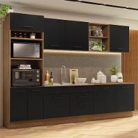 Armário De Cozinha Completa 310cm Rustic/preto Agata Madesa 02 Rustic/preto - 1