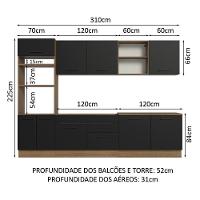 Armário De Cozinha Completa 310cm Rustic/preto Agata Madesa 02 Rustic/preto - 9