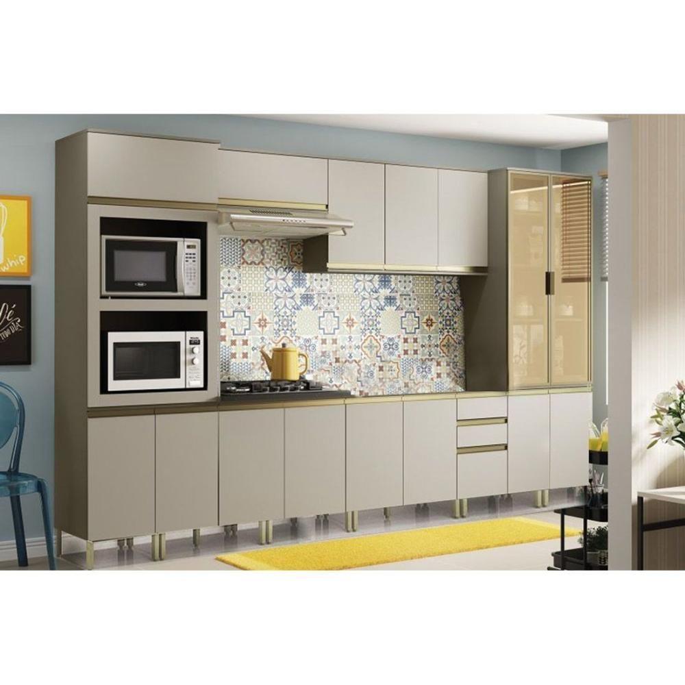 Cozinha Modulada Henn 8pçs 2 Armários 2 Balcões 2 Paneleiros 2 Complementos C7P02 Duna/Cristal - 6