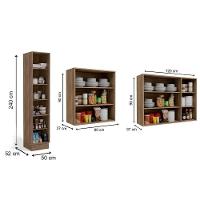 Kit de Cozinha Modulada 3 Peças Maxxi  (2 Armários + 1 Paneleiro) CPT34 Nogal - Kappesberg