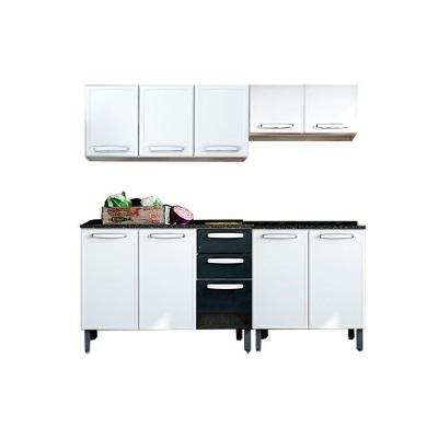 Kit de Cozinha Completa 4 Peças Evidence 10 Portas 4 Gavetas Aço 120cm Branco e Preto