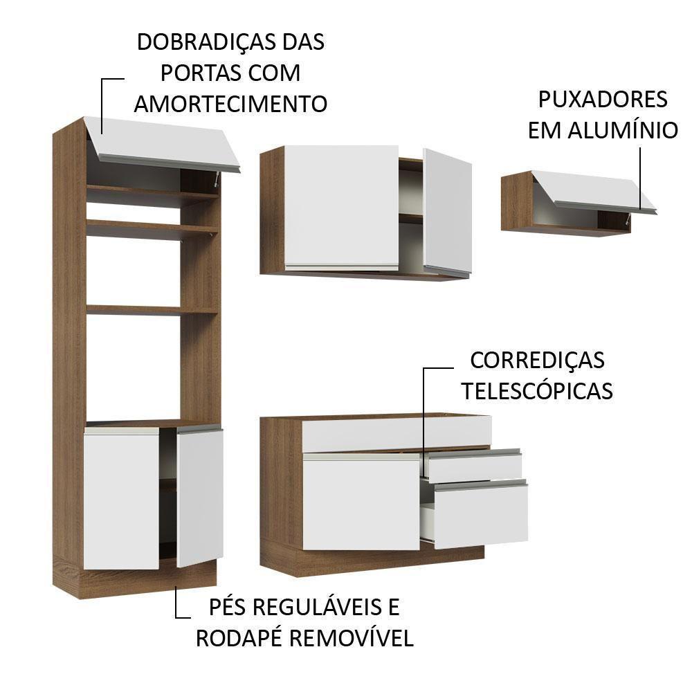 Armário De Cozinha Completa 270cm Rustic/branco Glamy Madesa 15 Rustic/branco - 8