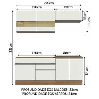 Armário De Cozinha Completa 200cm Rustic/branco Glamy Madesa 07 Rustic/branco - 9