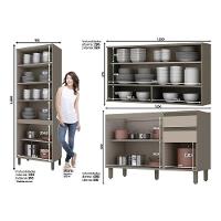 Kit de Cozinha Completa 7 Peças Connect  (2 Armários + 2 Balcões + 1 Paneleiro + 2 Complementos) C7P03 Duna/Cristal - Henn - 3