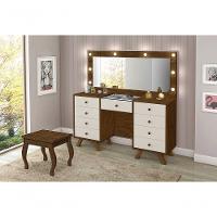 Penteadeira Camarim Com Espelho E Banqueta Malbec Off White - 2