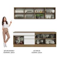 Armário De Cozinha Completa 240cm Rustic/branco Glamy Madesa 06 Rustic/branco - 7