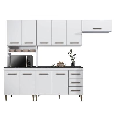 Cozinha Completa Atenas 10 Portas 3 Gavetas em MDF 262.5cm Marrom