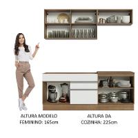 Armário De Cozinha Completa 200cm Rustic/branco/crema Glamy Madesa 07 Rustic/branco/crema - 7