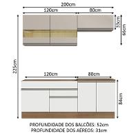 Armário De Cozinha Completa 200cm Rustic/branco/crema Glamy Madesa 07 Rustic/branco/crema - 9