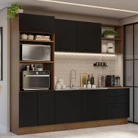 Armário De Cozinha Completa 250cm Rustic/preto Agata Madesa 01 Rustic/preto - 1