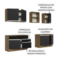 Armário De Cozinha Completa 240cm Rustic/preto Glamy Madesa 06 Rustic/preto - 8