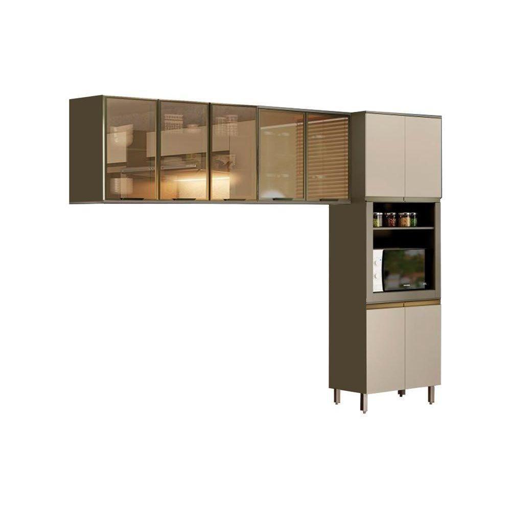 Kit De Cozinha Modulada 3 Peças Connect (2 Armários + 1 Paneleiro) Cpt15 Duna/Cristal - Henn - 1