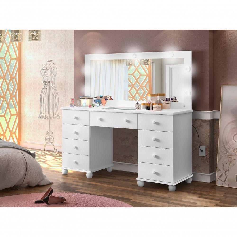 Penteadeira Espelho Com Moldura +07 Lâmpadas Led Branca - 1